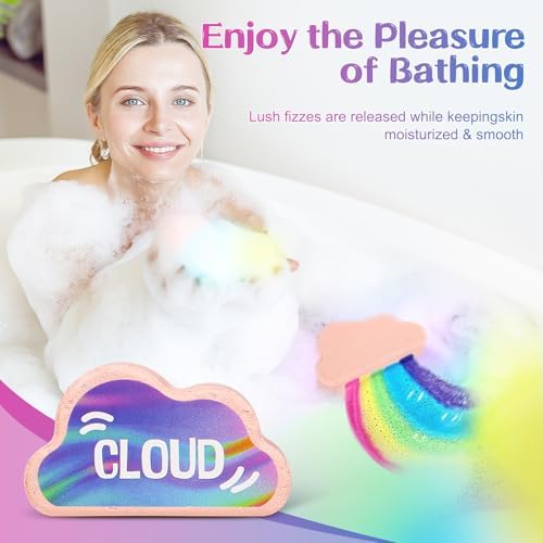 Rainbow Bath Bombs for Kids - 9 Pcs Handmade Natural Kids Bath Bombs, Organic Bubble Bath for Girls, Birthday Gifts for Kid