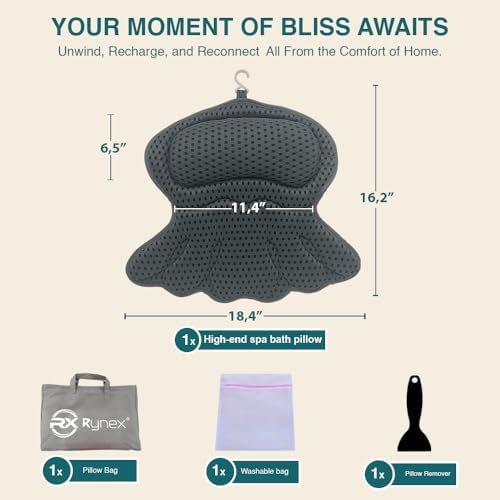 Bath Pillow for Tub – Bath Pillow Luxury Spa Bathtub Pillow with 6 Suction Cups, Soft Neck and Head Support, Washable Full Body Tub Cushion for Women & Men, Relaxing Bath Accessories Spa Gifts