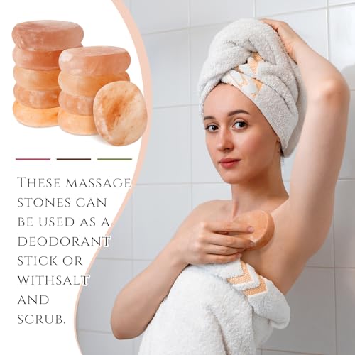 6 Pcs Flat Oval Massage Stone 3.5 x 1 x 2.6 Crystal Hand Carved Stone for Massage Therapy Himalayan Salt Massage Rocks Natural Pink Heated Warmer Stone for Spa Massage Salt and Sugar