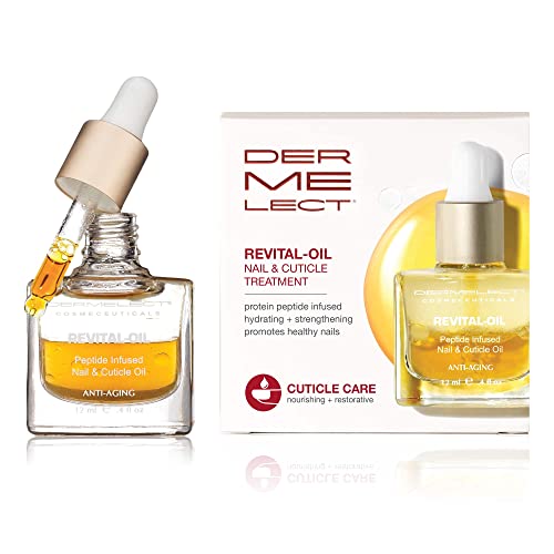 Dermelect Revital-oil Nail & Cuticle Treatment- Nourishing Oil for Dry Damaged Cuticles with Protein Peptides Argan Oil Shea Butter, Moisturizes, Soothes, Strengthens Repairs Cuticles & Nails 0.4 oz
