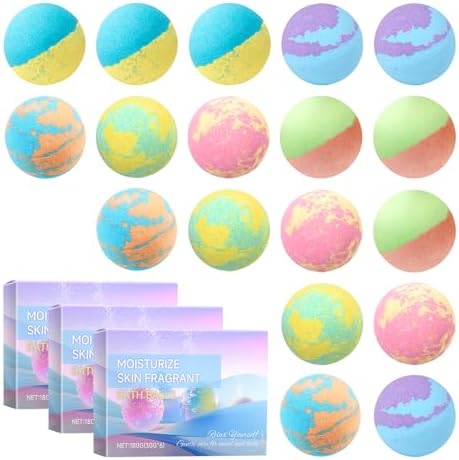 18PCS Bubble Bath Bombs Gift Set,Natural Handmade Bathbombs,Moisturizing Relaxing Shower Bombs,Organic Bath Bomb Kit Spa Gifts for Women,Men,Mom,Girls Boys and Birthday