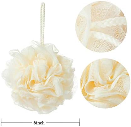 Bath Sponges, Shower Loofah for Body Exfoliation(3 pcs, Green&Linen&Pink)