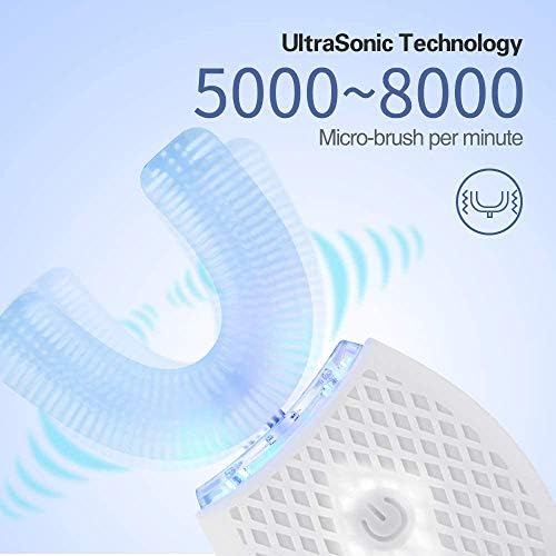 Automatic Ultrasonic Toothbrush,Electric Ultrasonic Toothbrush for Adults 360° Electric Toothbrush 30'' Automatic Timer Wireless Charging Washable Travel Home Dual-use (White)