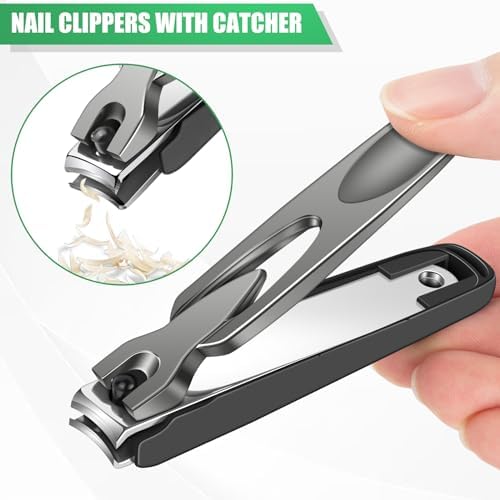Toenail Clippers for Seniors Thick Nails - Angled Head Large Toe Nail Clippers for Men, Heavy Duty Ingrown Toenail Clippers for Thick Toenails with Wide Jaw, Sharp Nail Cutter with Catcher Long Handle
