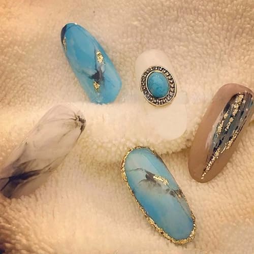 50 PCS Turquoise Nail Hanging Ornaments 3D Nail Art Supplies Nail Art Accessories Western Nail Hanging Ornaments Retro Nail Hanging Ornaments for Nail Art DIY, Small, Blue