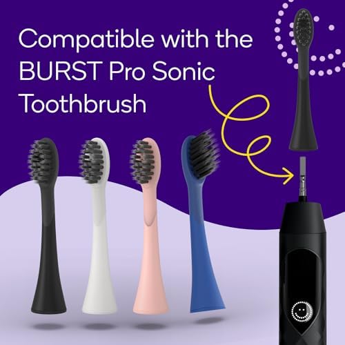 BURST Pro Sonic Electric Toothbrush Genuine Replacement Heads (White/3 Pack) | Soft Bristles for Deep Clean, Stain & Plaque Removal
