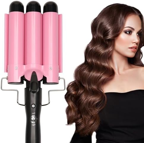 3 Barrel Curling Iron Jumbo 1.25 inch (32mm) Hair Curling Wand Crimper Instant Heating Adjustable Hair Curler with 2 Temperature Control
