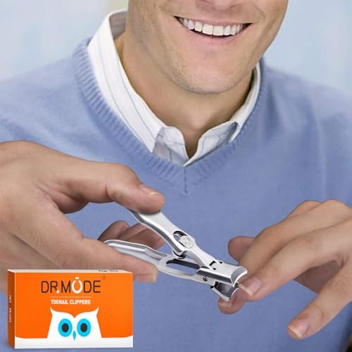 German Nail Clippers for Men with Catcher, Heavy Duty Toe Nail Clippers for Thick Nails Seniors, Portable Ultra Sharp Fingernail Clippers with Wide Mouth, Anti Splash Stainless Steel Nail Cutters
