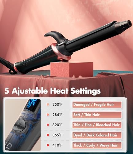 3/4 Inch Curling Iron for Short Hair, Dual Voltage Curling Iron Travel Size with 5 Adjustable Heat Settings, Mini Curling Iron Ceramic Barrel with Argan Oil Infused