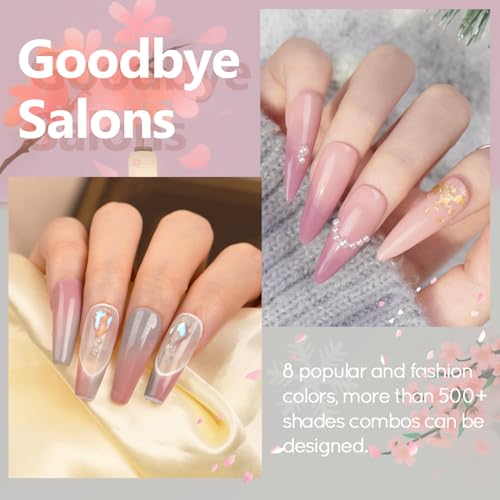 AZUREBEAUTY 30Pcs Dip Powder Nail Kit with Matte Top Coat, 8 Neutral Nude Lilac Colors, Starter Set