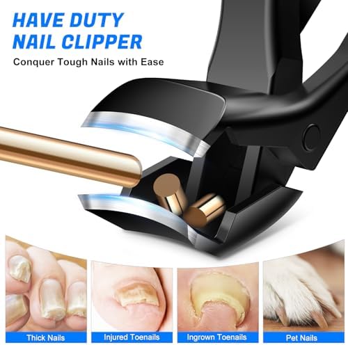 Toenail Clippers for Seniors Ingrown Thick Toenails, 2025 Angled Head Toe Nail Clippers with Catcher, Heavy Duty 45° Slanted Toenail Clippers, 37mm Wide Opening Nail Cutter with Long Handle, 6PCS