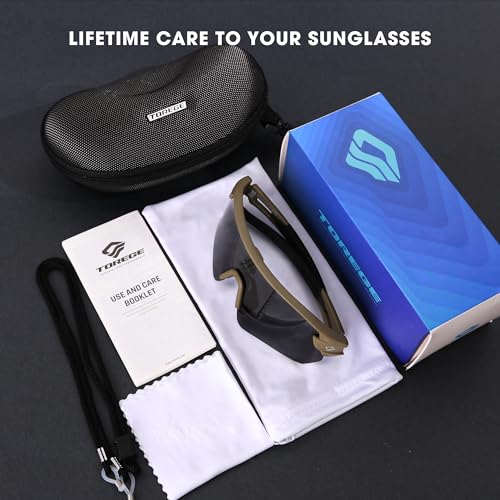 TOREGE Z87 Sunglasses for Men Women Cycling Fishing Running Driving Baseball Anti-fog Sports Sunglasses UV Protection 02EV (Army Green&Black&Gray Lens)