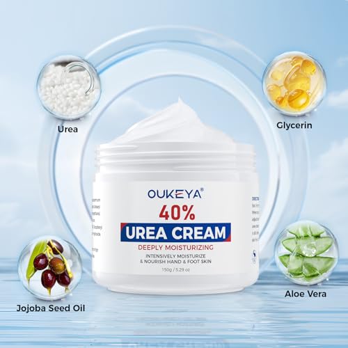 OUKEYA Urea Cream 40 Percent for Feet Maximum Strength,Foot Cream for Dry Cracked Heels and Feet,Urea Moisturizer,Foot Repair Cream,Foot and Hand Cream,5.29 oz