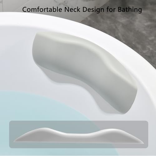 Bath Pillow, Bathtub Pillow with Self Suction, Waterproof Bath Pillows for Tub Head and Neck Support, Relaxing Bath Tub Pillow for Soaking, Spa Accessories Grey