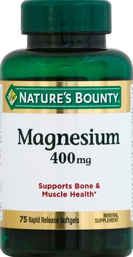 Nature's Bounty Magnesium, Whole Body Support, Supports Heart, Nerve and Bone Health. 400 mg, 75 Softgels (Pack of 2)