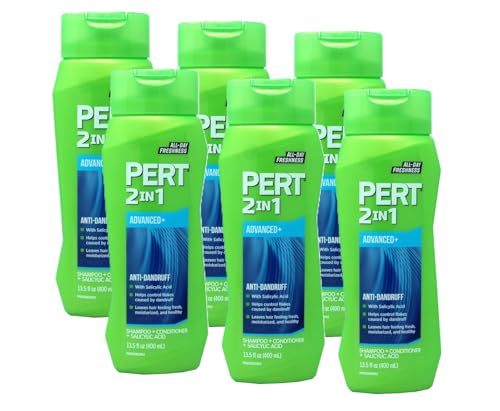 PERT 2 IN 1 Shampoo and Conditioner, Anti-Dandruff, 13.5 Fl. Oz (Pack of 6)