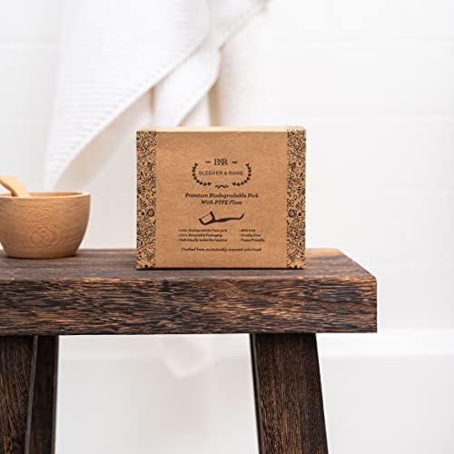 Bleeker and Rowe Biodegradable Individually Wrapped Floss Picks - Eco Friendly Flossers 150 Pack (PTFE Floss)…