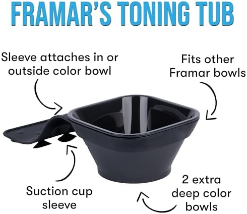 FRAMAR Toning Tub Hair Dye Bowl – Hair Color Bowls For Hairstylist, Hair Color Bowl, Hair Color Mixing Bowl, Hair Dye Bowls, Suction to Sink or Shampoo Station For Easy Toning – 2pc