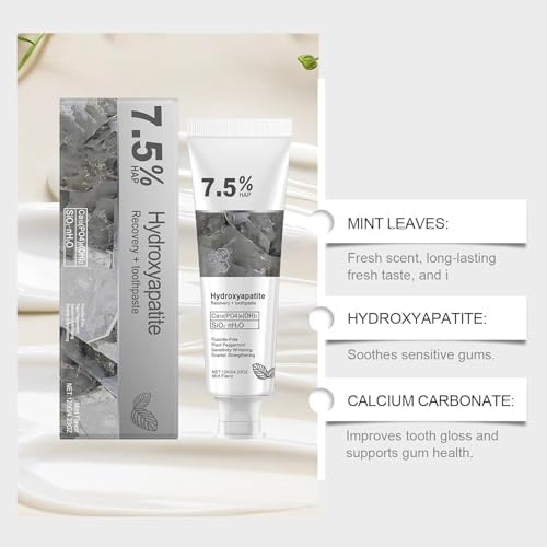 2PCS Hydroxyapatite Toothpaste, Deep Cleansing Toothpaste, Advanced Enamel Protection, Fluoride-Free Formula with Gentle Mint, for Sensitive Teeth (120g)
