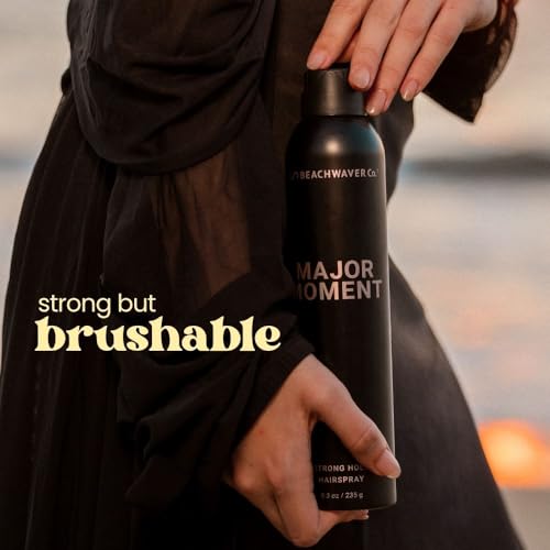 Beachwaver Major Moment Strong Hold Hairspray - Full Size (8.3 Oz) | Extra-Strength Vegan Hairspray For Long-Lasting Styles w/Brushable Finish - Removes Frizz & Locks In Style | Bali Beach Night
