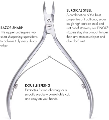 GERMANIKURE Luxury Cuticle Nipper in Leather Case, Double Sharpened, Ethically Made in Solingen Germany