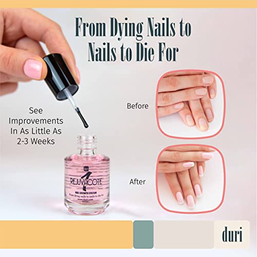 duri Rejuvacote 1 Nail Growth System - Maximum Strength | Nail Strengthener for Damaged Nails from Gel, Acrylic Manicure | Grow Long Natural Fingernails Fast - 0.45 fl. oz.
