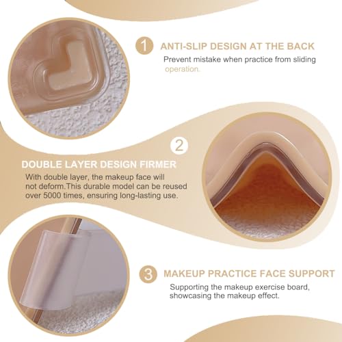 Makeup Mannequin Face Board With Kit - 3D Silicone Half Face for Eyelash and Eye Shadow Practice - For Students and Beginners (White)