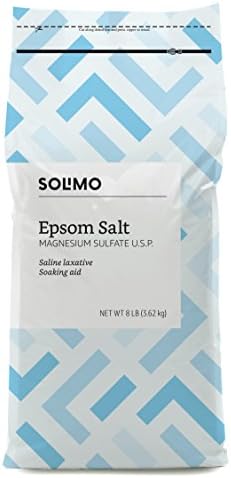 Amazon Brand - Solimo Epsom Salt Soak, Magnesium Sulfate USP, Unscented, 8 pound (Pack of 3)