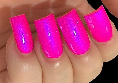 Barbee On The Glow - Neon Pink Blue NEON Glow Pop Collection MultiColor Shifting: Mylar Oil Slick Indie Nail Polish