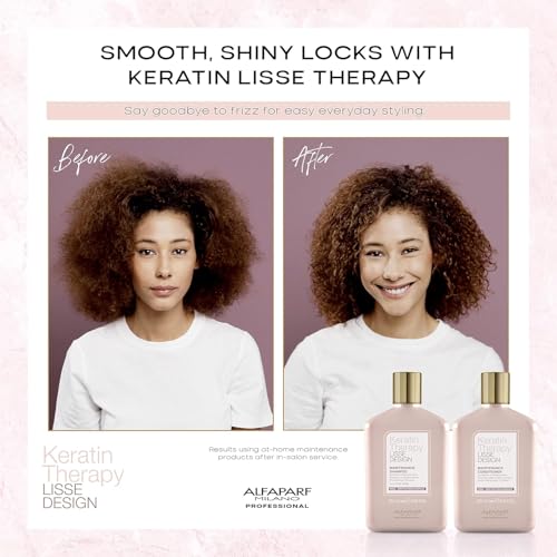 Alfaparf Milano Lisse Design Keratin Shampoo and Conditioner Set - Sulfate Free - Anti-Frizz - Maintains & Enhances Professional Keratin Therapy Treatment - Keeps Hair Smooth & Straight