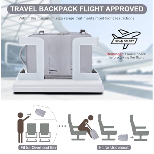 coofay Travel Backpack Carry On Flight Approved For Women Men Personal Item Backpack Carry On Bags For Airplanes Backpack For Travel With Shoe Compartment Grey