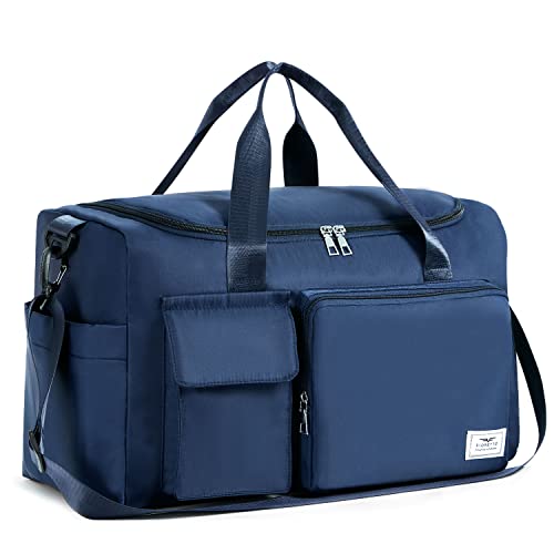 FIORETTO Women's Water-Resistant Gym Duffle Bag with Shoes Compartment, 37L Capacity, Multi-Functional, Ideal for Travel, Gym, Sports, Weekender, Navy Blue