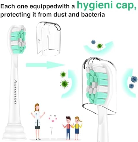 Aoremon Toothbrush Replacement Heads for Philips Sonicare Replacement Heads - Standard Toothbrush Head Compatible with Most Phillips Sonicare Click-on Electric Toothbrushes