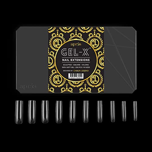 APRÉS x Chaun Legend Gel-X Box Of Nail Tips, Exclusive Sculpted Extra Extra Long, 10 Sizes 0-9, Soft Gel Tip Box (150pcs)