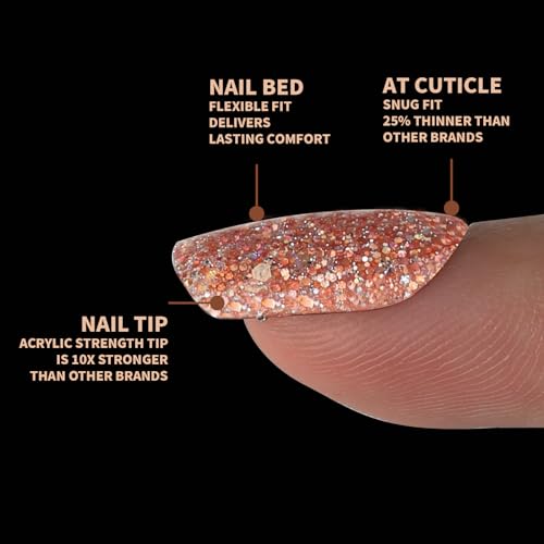 Teenitor Short Press on Nails,288PCS Glitter Square Press on Nails, Fake Nails, Short False Nails, Finger Nails