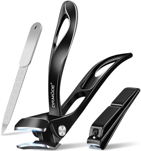Toenail Clippers for Seniors Thick Toenails, Slanted Angled Head Large Nail Clippers Set for Men, Ultra Sharp Fingernail Clipper with File, Heavy Duty Toe Nail Clippers with Wide Jaw