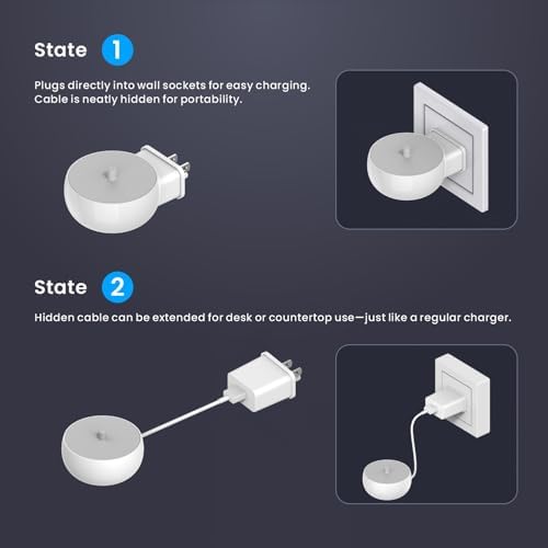 2-in-1 Wall Charger for Philips Sonicare Electric Toothbrush, 3-Port US Plug Charger Base for Philip 1100 3100 4100 4300 4500 5100 5300 6000 6100 6300 7000 Serie, IPX5, White