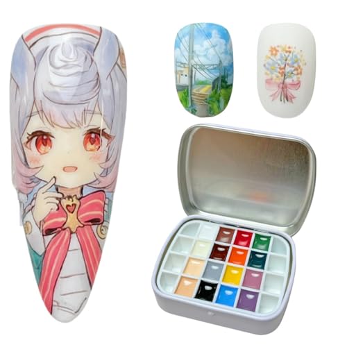 16 colours Narina The Artist Palette x MPA with mixing pad, 2 mini palettes, 24 grids for Nail Art, Solid colour 5g each High Pigment & Coverage.