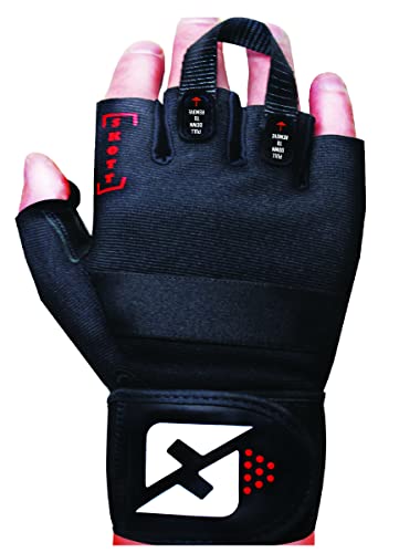 skott Evo 2 Weightlifting Gloves with Integrated Wrist Wrap Support-Double Stitching for Extra Durability-Get Ripped with The Best Body Building Fitness and Exercise Accessories (Small, Black)