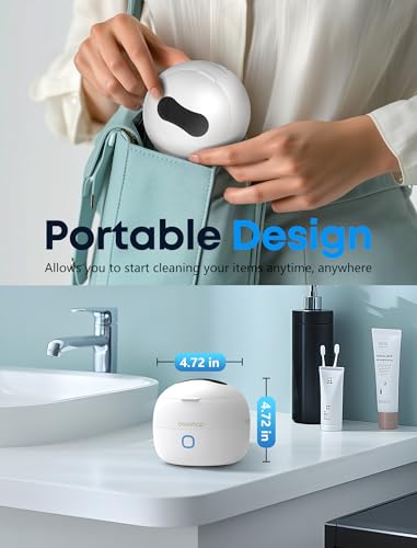 BEESHOP Ultrasonic Retainer Cleaner - 45kHz Retainer Cleaner Machine for Dentures, Mouth Guards, Night Guard, Braces, Aligner, Jewelry, 3 Modes Denture Cleaner & 200ML Dental Cleaning Pod (White)