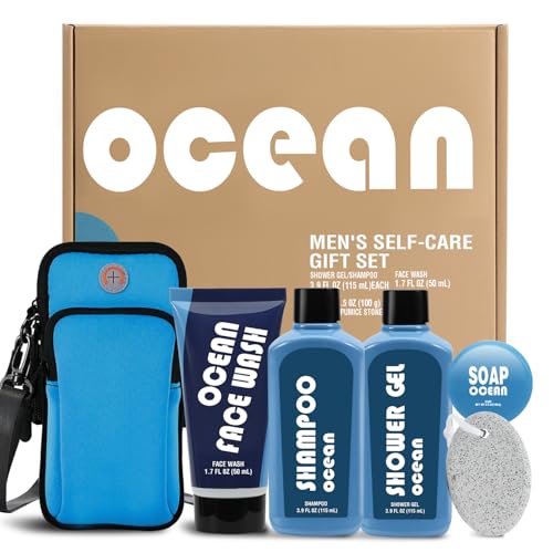 Bath and Body Wash Gift Set for Men, 6 Pcs Post-Workout Bath Gifts for Men, Cleanses, Hydrates, Refreshes, Mens Father's Day, Birthdays, Holidays Gifts Ideas