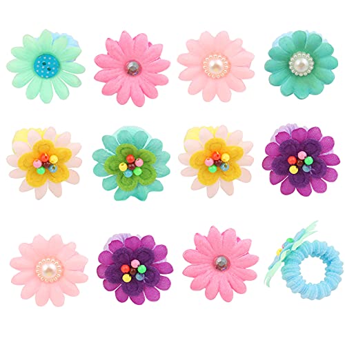 50 Pcs Elastic Hair Ties for Girls Cute Flower Toddler Hair Ties Multicolor Candy Baby Girls Scrunchies Soft Seamless Ponytail Holders Rubber Bands Sold by Zifengcer
