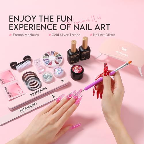 Poly Gel Nail Kit for Beginners: 32 Colors Gel Extension Nail Set with U V Lights for Starter DIY Nail Art Extension at Home Gifts for Ladies & Girls