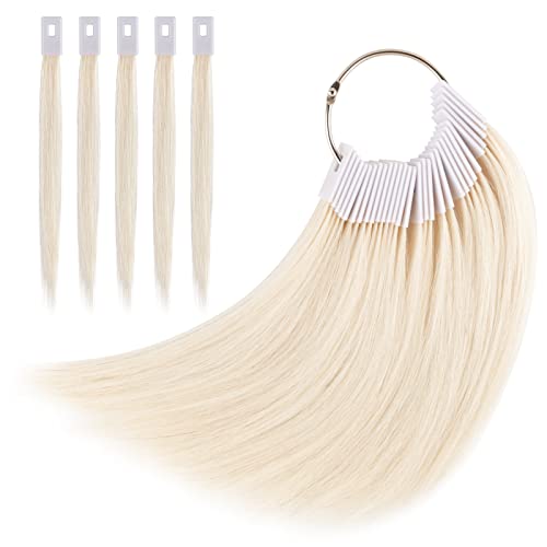 Noverlife 30PCS 9" Human Hair Swatches for Testing Color, Real Human Hair Color Ring, Color Testing Kit Level Swatches for Barber Salon Hair Color Training
