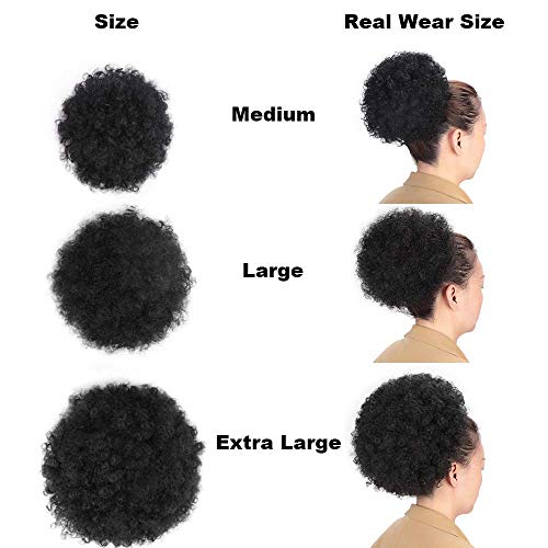 AISI QUEENS Extra Large Afro Puff Drawstring Ponytail for Women,Big Black Afro Kinky Curly Hair Bun Synthetic Hairpieces Clip in Hair Extensions for Black Women Girls (Extra Large,1B#)