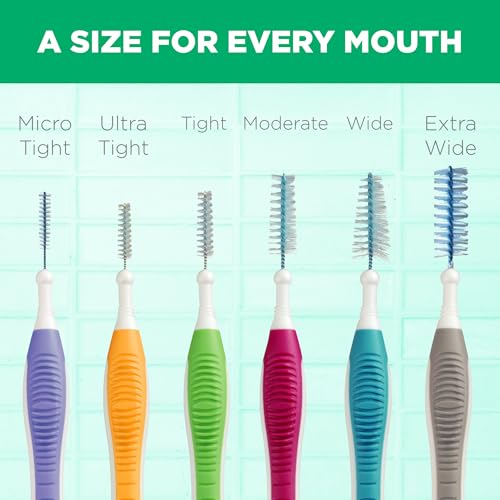 GUM Proxabrush Go-Betweens - Tight - Interdental Brushes - Soft Bristled Dental Picks for Plaque Removal Health - Safe for Braces & Dental Devices, 10 Count (Pack of 4)