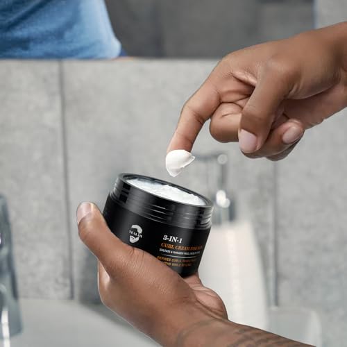 3-in-1 Curl Cream for Men - Defines Curls, Tames Frizz, Adds Smoothness and Texture for Curly and Wavy Hair, Hair Styling Cream with Desert Derived Extracts, Sulfate - Free 3.38 oz
