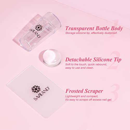 Saviland French Manicure Kit: French Tip Nail Stamp with White Gel Nail Polish Set, Jelly Silicone Nail Stamper Nail Stamper Kit for French Nails Home DIY Nail Salon