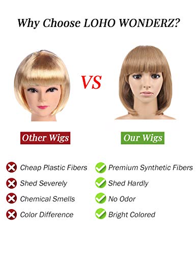 9 Pieces Short Bob Hair Wigs Candy Colored Costume Cosplay Wigs Daily Party Hairpiece for Women Girls - Bachelorette Party Decorations, Favors, Supplies