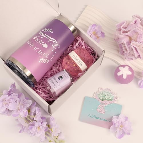 Birthday Gift for Women, Spa Basket Sets, Get Well Gifts, Self Care Gifts for Best Friends Sister Mom (purple cup)